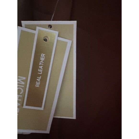 MICHAEL KORS Jacket 100% lambskin Leather Asymmetric Zip Brown luggage NWT - Picture 14 of 16